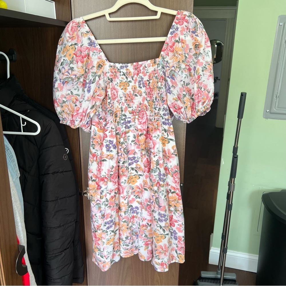 Floral Puff Sleeve Dress with pockets Womens size XL - Picture 2 of 4